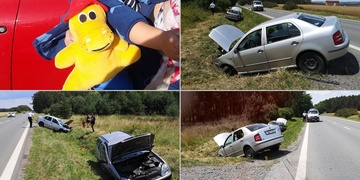 Střet dvou aut, v obou vezli rodiče malé dítě