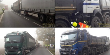 Střet čtyř kamionů najednou