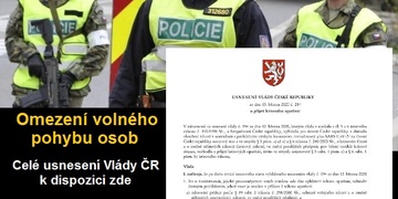 Vláda vyhlásila omezení volného pohybu osob - aktualizováno