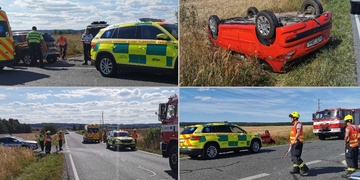 V převráceném voze byl zraněn otec s dcerou