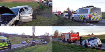 Nebezpečné předjíždění skončilo nehodou a třemi zraněnými