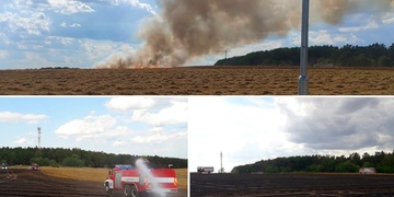 Polní požár nedaleko Plzně