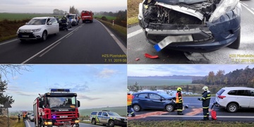 Auto po střetu začalo hořet