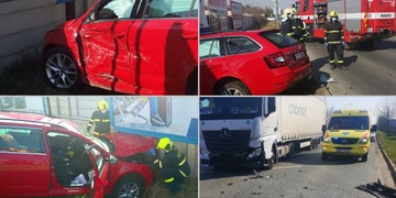 Kamion smetl auto ze silnice