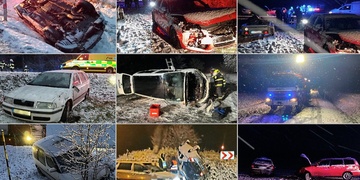 Převrácená auta, čelní střety i zraněné děti