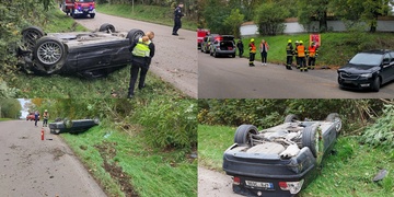 Vůz se po střetu převrátil na střechu