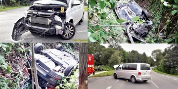 Auto se po střetu převrátilo mimo silnici