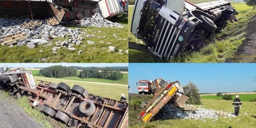 Nákladní vůz havaroval do stromu a převrátil se