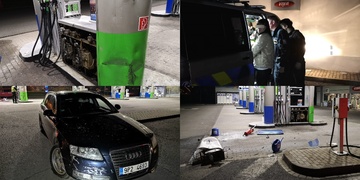Těžce opilá žena sebrala manželovi auto a pak s ním bourala na čerpačce