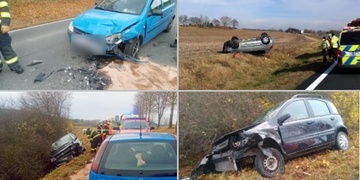 Převrácené auto i střet vozů