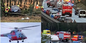 Vážná nehoda uzavřela dálnici D5 - na místě přistává vrtulnik LZS