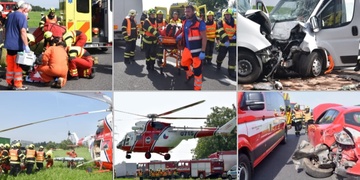 Čelní střet dvou dodávek, vrtulník transportoval dva těžce zraněné