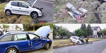Auto po střetu zdemolovalo elektrický sloupek