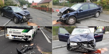 Střet autobusu s autem