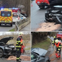 Čelní střet - ulice Na Roudné je uzavřena