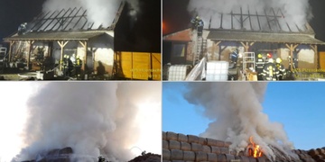 Požár stodoly i stohu