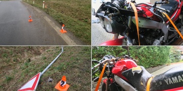 Při havárii s motorkou přerazil značku