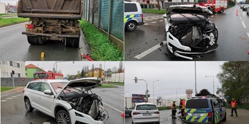 Střet náklaďáku s osobním vozem na Borech - aktualizováno