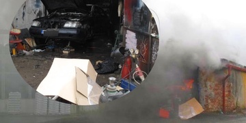 Požár auta v garáži