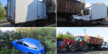 Kabina dodávky se o přívěs traktoru rozdrtila