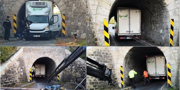 Iveco se zaseklo pod viaduktem