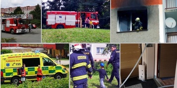 Požár bytu na Vinicích, majitelku transportují do nemocnice