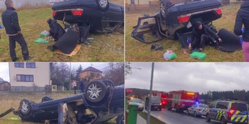 Nezvládl řízení a s vozem skončil na střeše