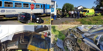 Ranní střet vlaku s autem