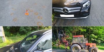 Střet auta s traktorem