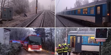 Projíždějící vlak strhl traťové vedení