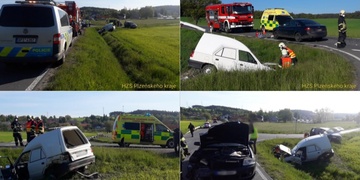 Náraz auto vyhodil ze silnice