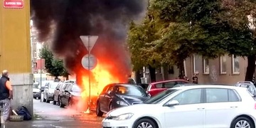 Požár vozu autoškoly