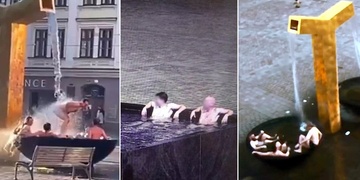 Přiopilí Němci si opět spletli kašnu s vířivkou