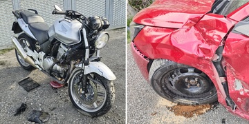 Střet motorkáře s autem na Křimické ulici