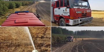 Požár pole i přilehlého lesa