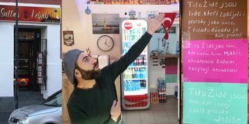 "Židé zabíjejí proroky a Bůh je proklel," hlásá prodejna kebabu v Plzni
