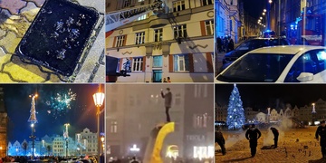 Se světlicí v obličeji spadl pod taxík, šplh po kašně, hořící večeře a další
