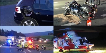 Řidička vjela do cesty motorkáři, pro toho pak musel letět vrtulník LZS