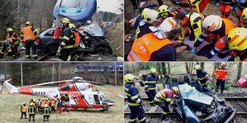 Vlak auto doslova smetl a vrak před sebou tlačil více než sto metrů