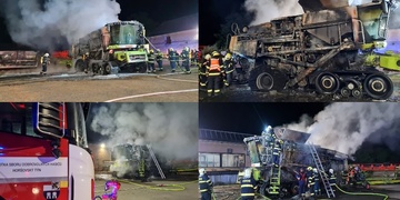 Požár kombajnu způsobil několikamilionovou škodu