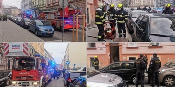 Požár ve Skrétově ulici v Plzni