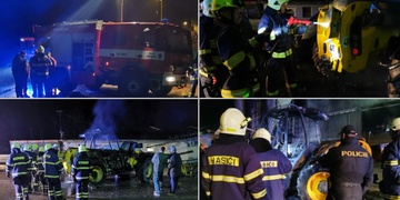 Hořící manipulátor vytáhl z haly pohotový zaměstnanec