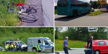 Z autobusu gilotina: Cyklistu za jízdy téměř přeťalo víko trčící z boku autobusu