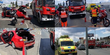 Střet motorkáře s osobním vozem