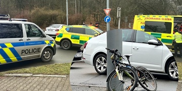 Střet osobního vozu s cyklistou