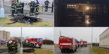 Požár v komplexu garáží