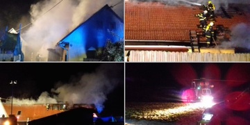 Požár domu, vážně popáleného muže transportuje vrtulník LZS do nemocnice