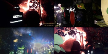 Noční požár traktoru