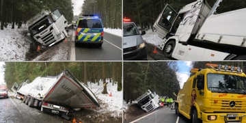 Kamion havaroval do příkopu