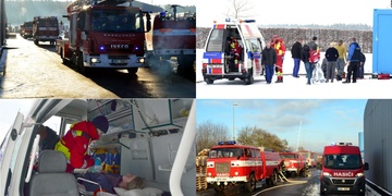 K simulovanému požáru pece na plasty vyjeli hasiči z širokého okolí
